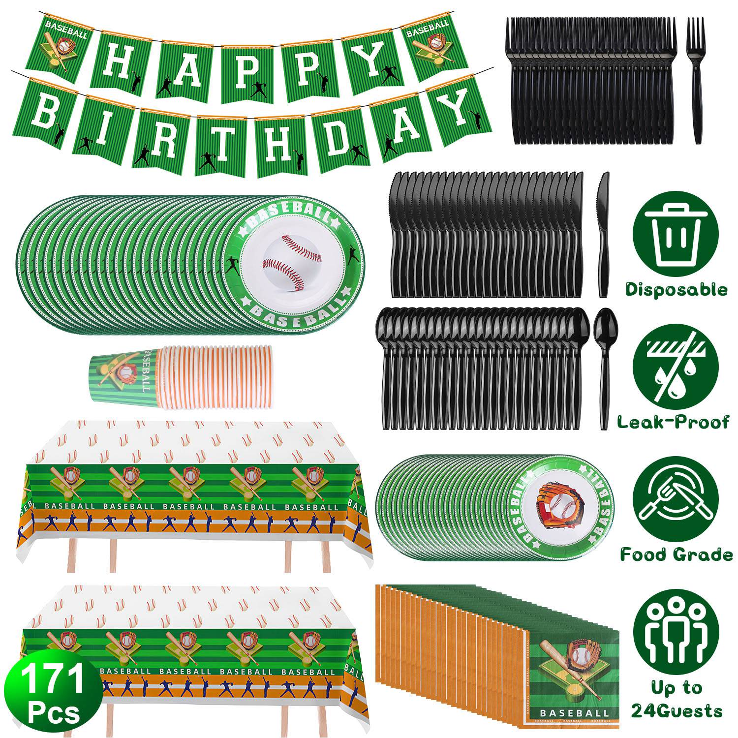 Party Tableware Set (plates, cups, napkins)